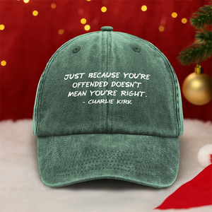 Charlie Kirk Minimalist Famous Quote, Free Speech Conservative Political Truth Washed Denim Baseball Cap HA75 64514