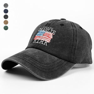 Justice For Charlie Kirk Conservative Political Washed Denim Baseball Cap LM32 65633