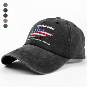 Pray For Charlie Kirk - Great American Patriot Washed Denim Baseball Cap LM32 65637