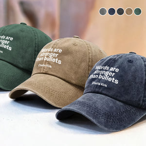 Words Are Stronger Than Bullets - Charlie Kirk Washed Denim Baseball Cap HO82 65836