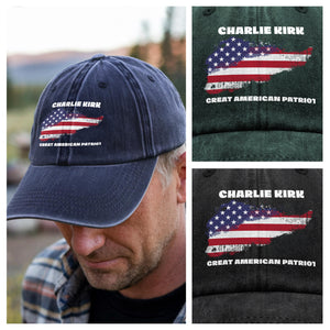 Pray For Charlie Kirk - Great American Patriot Washed Denim Baseball Cap LM32 65637