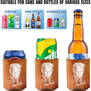 Custom Name President Donald Trump Leather Can Cooler Holder HO82 65714