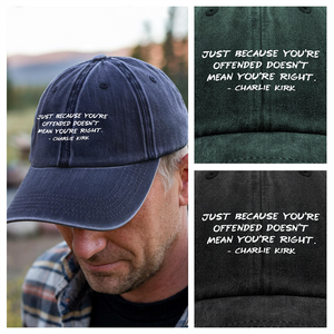 Charlie Kirk Minimalist Famous Quote, Free Speech Conservative Political Truth Washed Denim Baseball Cap HA75 64514