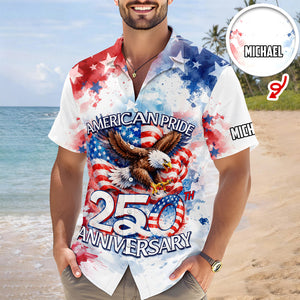 Custom Name American Pride Patriotic 250th Anniversary Eagle 1776–2026 Hawaii Shirt HO82 901212