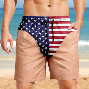 Custom Funny Patriotic America Flag Freedom and Chill Beach Short LM32 669425