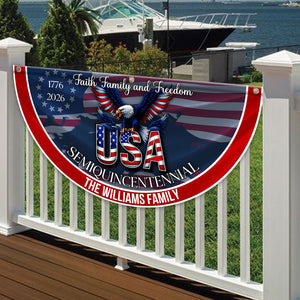 Custom Family Name Faith, Family & Freedom America 250 Years Patriotic Non-pleated Fan Flag HO82 901314