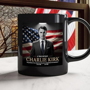 A True Patriot Charlie Kirk Memorial Black Mug CH07 67388