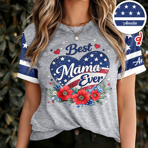 Custom Name Best Mom Ever With US Flag AOP Shirt HO82 901504