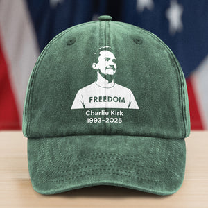 Charlie Kirk Memorial Freedom Washed Denim Baseball Cap CH07 67614
