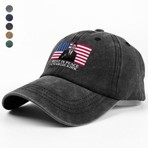 Rest In Peace Charlie Kirk Washed Denim Baseball Cap CH07 67380