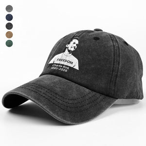 Charlie Kirk Memorial Freedom Washed Denim Baseball Cap CH07 67614