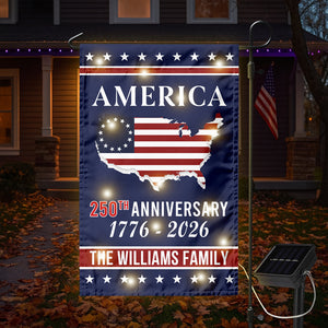 Personalized Family Name America 250th Anniversary LED Garden Flag LM32 895819