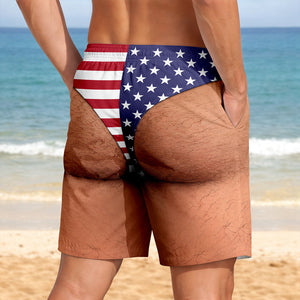 Custom Funny Patriotic America Flag Freedom and Chill Beach Short LM32 669425