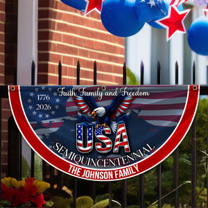 Custom Family Name Faith, Family & Freedom America 250 Years Patriotic Non-pleated Fan Flag HO82 901314