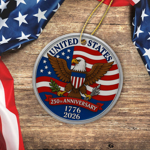 1776 -2026 American 250th Anniversary Eagle Ceramic Ornament CH07 896628