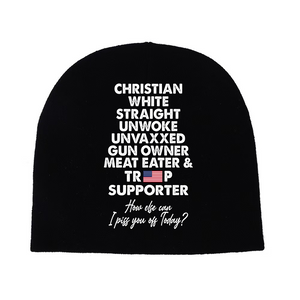 Trump Supporter Christian White Straight Un**ke Un**xxed Short Beanie Hat TH10 63327