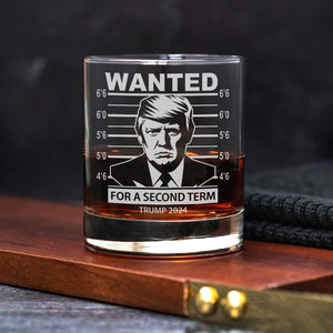 Trump 2024 Wanted Trump For A Second Term Engraved Rock Glass HA75 62572