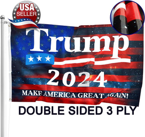 Trump 2024 Flag 3X5 Ft - 3 Ply Trump Flag 2024 Double Sided - Make America Great Again Flag - Bright Vivid Colors Donald Trump Flags 3X5 Outdoor - Trump MAGA Flag - Indoor Outdoor Trump Banner - Trump Merchandise 2024