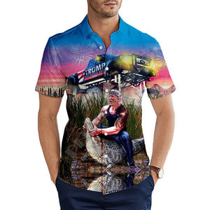 Funny Trump Riding A Crocodile Hawaii Shirt For Men HO82 62486