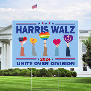 Kamala Harris Tim Walz 2024 Unity Over Division Yard Sign HA75 63526