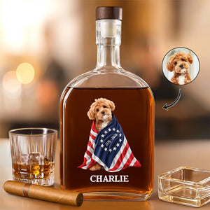 Custom Photo Dog Cat With America 250 Whiskey Bottle HO82 901256