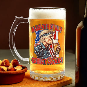Cheers With Trump This 4th Of July Great Again Glass Beer Mug LM32 65391