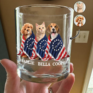 Custom Photo Dog Cat With America 250 Whiskey Glass HO82 901258