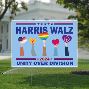 Kamala Harris Tim Walz 2024 Unity Over Division Yard Sign HA75 63526