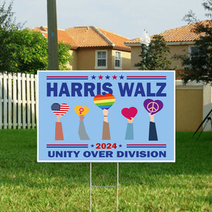 Kamala Harris Tim Walz 2024 Unity Over Division Yard Sign HA75 63526