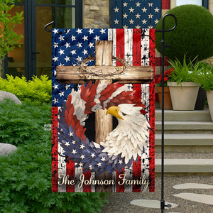 Personalized Patriotic Stars And Stripes Eagle Wreath Garden Flag HO82 901246