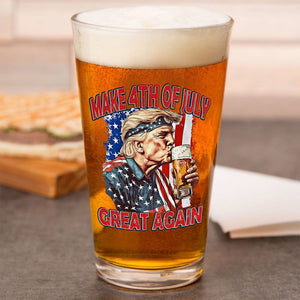 Cheers With Trump This 4th Of July Great Again Print Beer Glass LM32 65389