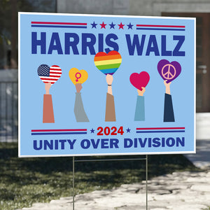 Kamala Harris Tim Walz 2024 Unity Over Division Yard Sign HA75 63526