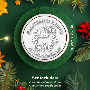 Custom Family Name Merry Christmas Cookie Stamp CH07 899844