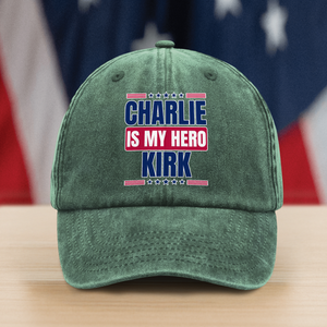 Charlie Kirk Is My Hero Memorial Personalized Denim Baseball Cap LM32 65561