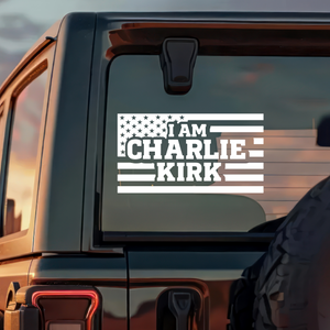 I Am Charlie Kirk Flag USA Memorial MAGA Car Window Decal Sticker LM32 67781