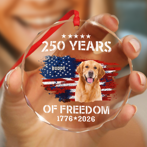 Custom Dog Photo American 250th Anniversary Glass Ornament LM32 895189