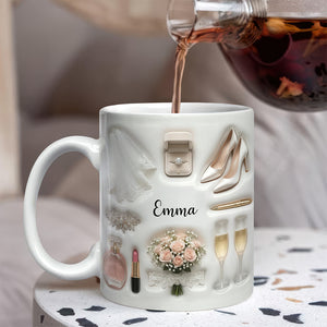 Personalized Wedding Bride & Groom 3D Inflated Effect Printed Mug Gift for Bride, Groom, Newlywed Couple TH10 170581