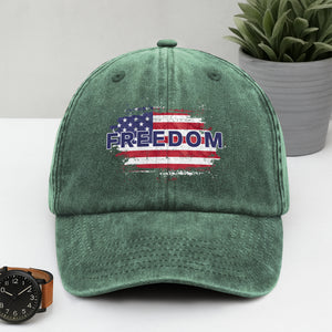 FREEDOM America Flag - Charlie Kirk Memorial Washed Denim Baseball Cap CH07 67590