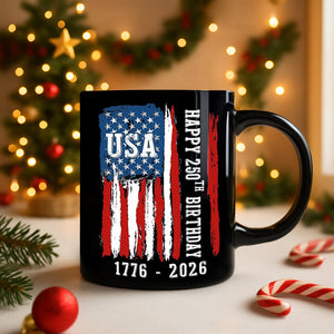 Happy 250th Birthday America Flag Black Mug LM32 895287