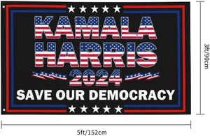 Kamala Harris 2024 save Our Democracy Outdoor Garden Flag 3X5 FT - Lightweight Single-Sided Banner for Home, Lawn, Balcony, and Party Decorations - Grommets on Side