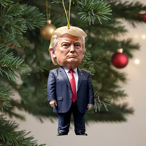 14-Pack Trump-Style Acrylic Christmas Ornaments - Classic Shiny Hanging Decorations HA75