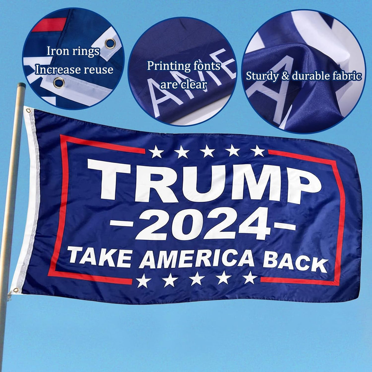 Supporter Kit Trump 2024 Flag 3 * 5Ft Trump Take Ameirica Back Flags Banner Trump Stickers Trump Hat Trump Socks Trump Keychain Trump Bracelets