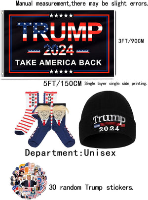 Trump 2024 Hat and Trump MAGA Flag Socks Set, Donald Trump 2024 Hat Take America Back Cap, Donald Trump 2024 Flag, Trump Flags, Trump Gifts, Trump Hat. Trump Socks, Take America Back