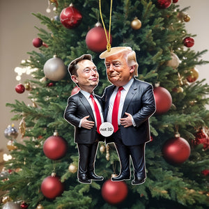 Trump & Musk Acrylic Hanging Ornament - Perfect for Christmas, Halloween, Car Decor & Tree Display HA75 64028