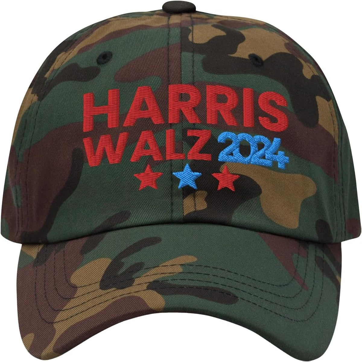 Harris Waltz 2024 Camouflage Cat Hat HW 2024 Kamala Harris Hat 2024 Presidential Election Vote Blue Hat