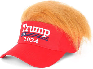 Trump 2024 Hat with Hair,Donald Trump Make America Great Again Wig Hat Embroidered Ultra Adjustable MAGA Baseball Cap