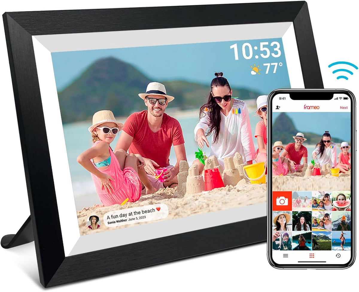 FRAMEO 10.1 Inch Smart Wifi Digital Photo Frame 1280X800 IPS LCD Touch Screen, Auto-Rotate Portrait and Landscape, Built in 32GB Memory, Share Moments Instantly via Frameo App from Anywhere