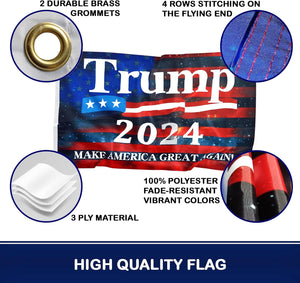 Trump 2024 Flag 3X5 Ft - 3 Ply Trump Flag 2024 Double Sided - Make America Great Again Flag - Bright Vivid Colors Donald Trump Flags 3X5 Outdoor - Trump MAGA Flag - Indoor Outdoor Trump Banner - Trump Merchandise 2024