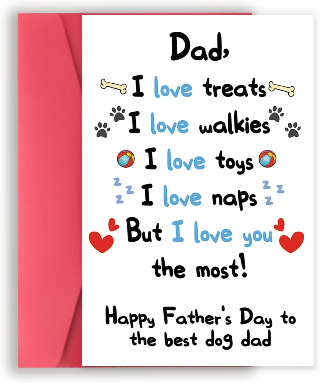 Funny Dog Dad Fathers Day Card from Son Daughter, Cute Dog Dad Gifts for Men, Happy Father’S Day Card for Him