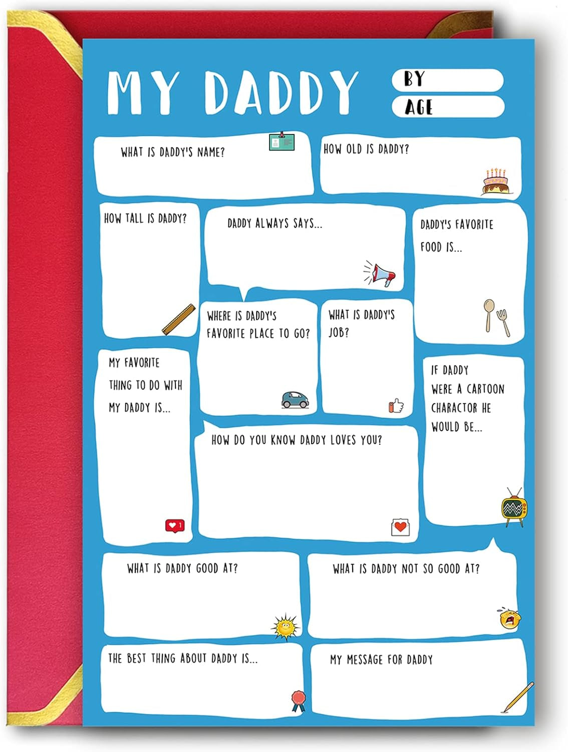 Daddy Fathers Day Card,Funny Fathers Day Gift,Dad Gift from Son Daughter,Fathers Day Gift Ideas,Fill in the Blanks Keepsake Card……
